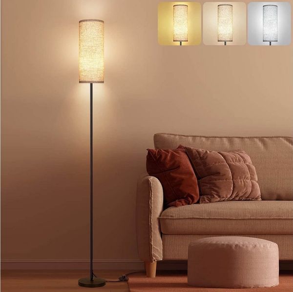 Rosnek LED Stehlampe Minimalistisch, 9W E26, mit Fußschalter, für Wohnzimmer Schlafzimmer, warmweiß, naturweiß und kaltweiß, Büro Lesen