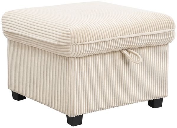 Schlafsofa 3-Sitzer mit 2 Hockern 52x52 cm – Cord in Beige, Stauraum & Schlaffunktion Bild 10