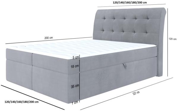 Boxspringbett Schlafzimmerbett DASIO 180x200cm Stoff Apricot inkl. Bettkasten Bild 5