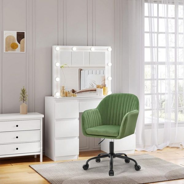 Woltu Schreibtischstuhl, Homeoffice Stuhl mit Rollen, Schminkstuhl höhenverstellbar