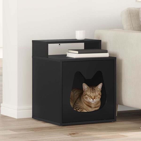 vidaXL Katzenhaus Schwarz 42,5 x 40 x 53,5 cm Holzwerkstoff 8000690