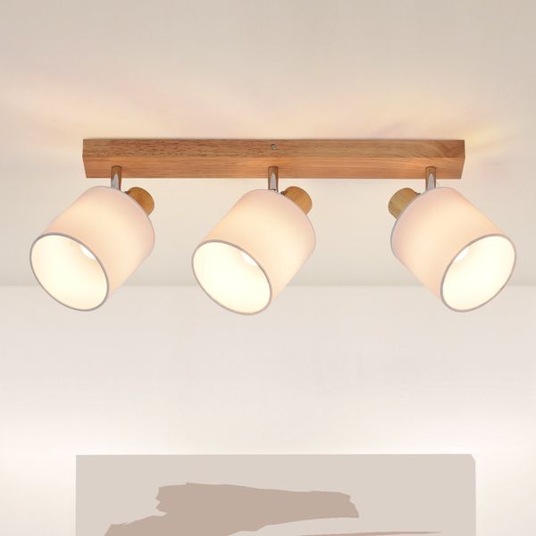 ZMH Deckenleuchte 3 Flammig Deckenlampe Flur - Deckenstrahler Modern Holz Deckenspot Wandstrahler Schwenkbar 350° E14 MAX. 25W lampe für Wohnzimmer Schlafzimmer Küche (ohne Leuchtmittel)