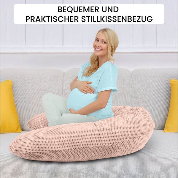 Amilian Stillkissenbezug 170 cm - Bezug für Stillkissen, Seitenschläferkissen - Kissenbezug, weicher Ersatzbezug - mit Reißverschluss - Bezug Stillkissen 170