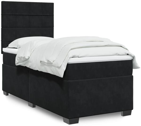 vidaXL Boxspringbett mit Matratze Schwarz 90x200 cm Samt 3293112