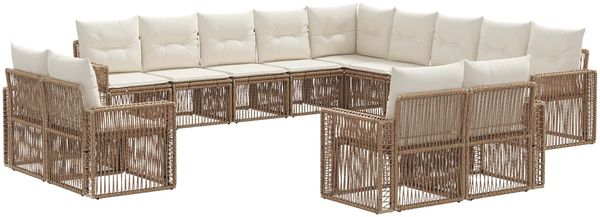 vidaXL Gartensofa-set 13 pcs Beige und Cremeweiß Poly-Rattan 3435306
