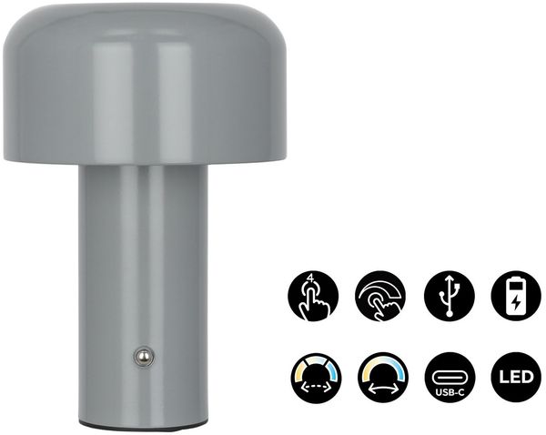 OTTO home LED Tischleuchte Ronno, Dimmer, Dimmfunktion, Ein-/Ausschalter, Farbsteuerung, USB-Ladefunktion, mehrere Helligkeitsstufen, LED fest integriert, warmweiß - kaltweiß, USB-C, Akku, Typ-C-Ladekabel, CCT, Tischlampe kabellos, Akkulampe