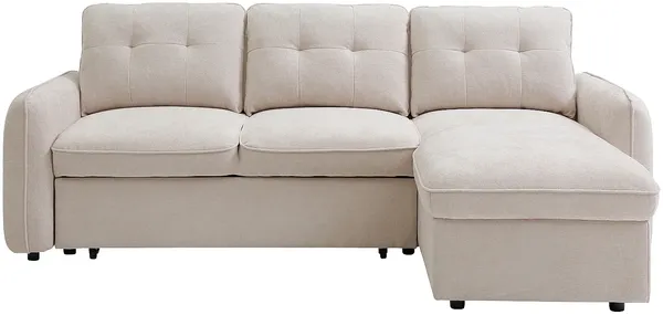 Vente-unique - POBAVA Sofa Stoff Beige - B 158 cm x H 89 cm x L 236 cm
