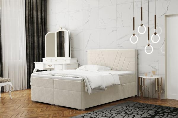 Boxspringbett Schlafzimmerbett RAMON 180x220cm in Stoff Matt Velvet Creme