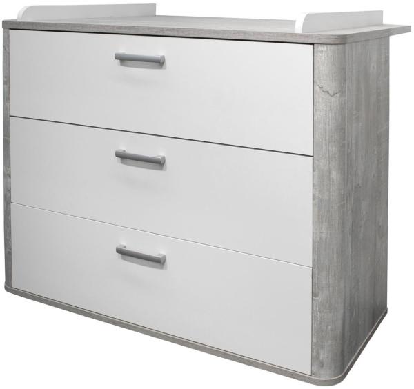 Wickelkommode Edana 110 x 71 x 98 Wickeltisch Vintage Woody Grey/Weiß Matt 15107