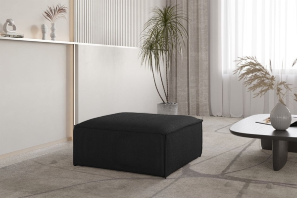 Polsterhocker Designerhocker CELES PREMIUM 105x105 cm in Stoff Scala Schwarz