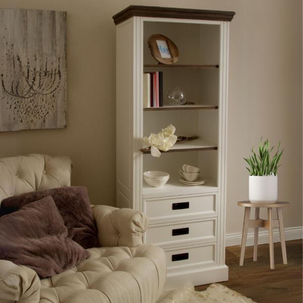 Edles Landhaus Bücherregal CHALET 180cm weiss-braun Regal