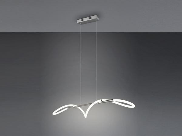 Pendelleuchte ARGOS Silber LED Schlauch Weiß, 3 Stufen Dimmer, Breite 105cm