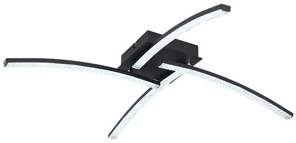 LED Deckenleuchte, Metall schwarz, Kristalle, CCT, L 69 cm