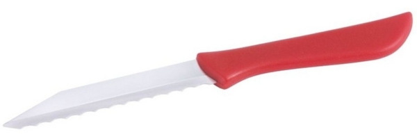 Contacto Kochmesser, Edelstahl Küchenmesser mit rotem Griff, Wellenschliff