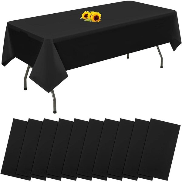 Schwarze Einweg-Tischdecken 10er Pack 137x274 cm Premium Kunststoff Tischdecken
