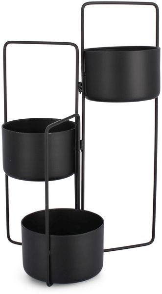 Blumenkasten Areyka aus Metall, modern, schwarz, faltbar für Outdoor, 3 Fächer, Bizzotto