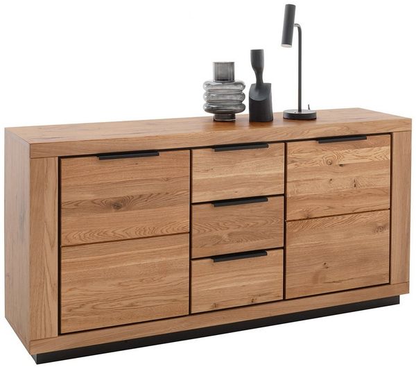 Lomadox Sideboard GIUSTINO-06, Eiche teilmassiv geölt, Massivholzfronten, 163cm breit