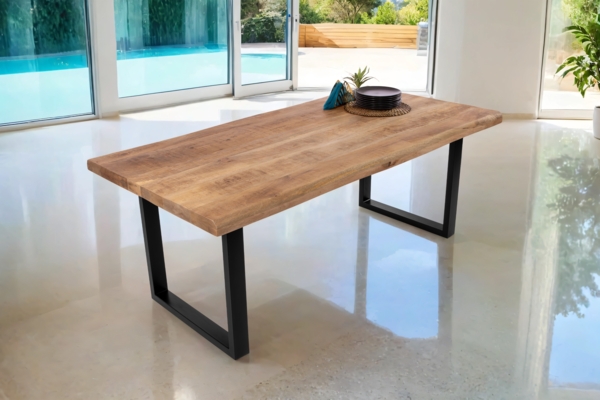Esstisch Baumkante massiv Mango 200 x 100 U-Gestell schwarz CALI 140107056