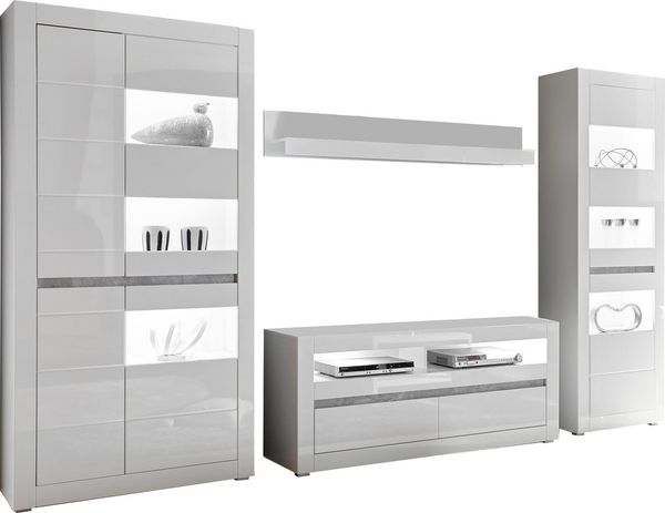 Home affaire Wohnwand Carat, (Set, 4-St), wird jeweils mit zwei Leisten angeliefert, 1 x grau, 1 x weiss