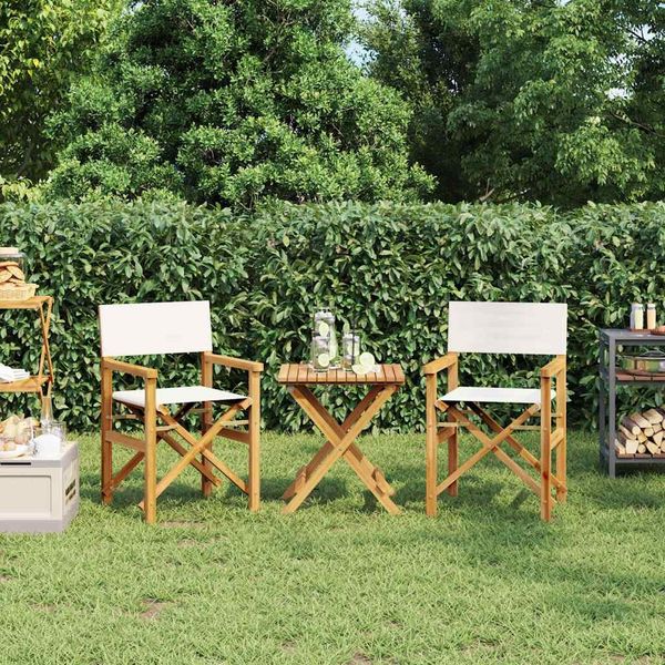 vidaXL Regiestühle 2 Stk. Klappbar Creme Massivholz Teak 4008512