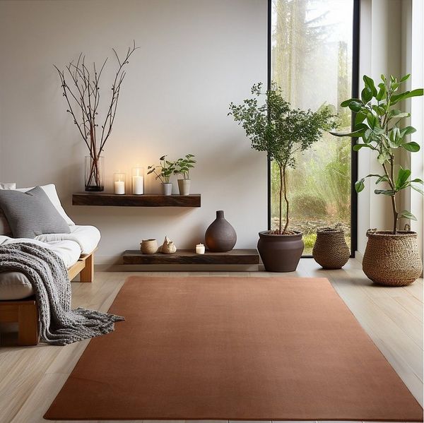 SIMPEX24 Teppich Unicolor - Einfarbig, Läufer, Höhe: 7 mm, Kurzflor Rund Teppich Anti Rutsch Rückseite Waschbar Flauschiger