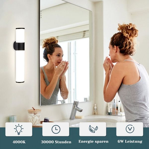 Nettlife LED Spiegelleuchte Spiegelleuchte Led Wandlampe 35cm, LED fest integriert, Neutralweiß
