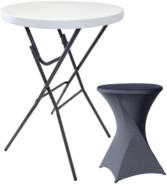 Stehtisch mit Husse Partytisch klappbar Ø 80 cm Höhe 110 cm in Weiß mit Husse in Anthrazit