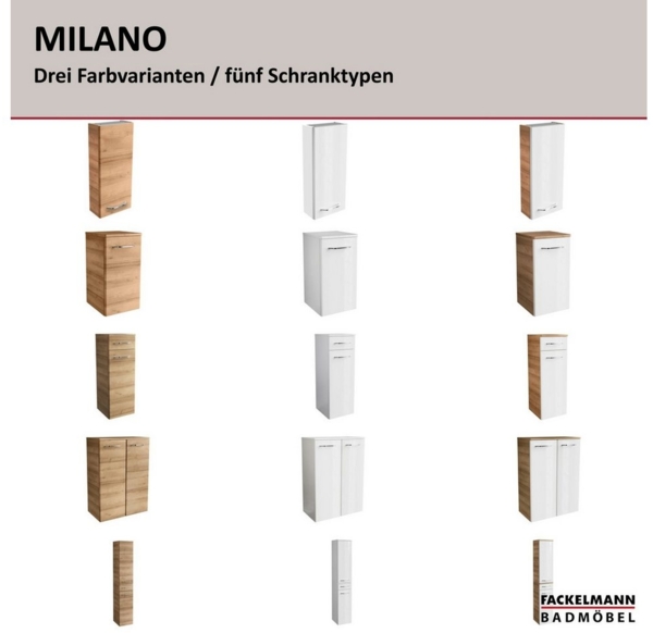 Fackelmann MILANO Hängeschrank 30 cm, Braun hell/Weiß Bild 3