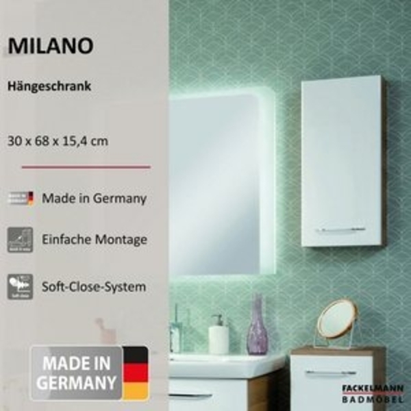 Fackelmann MILANO Hängeschrank 30 cm, Braun hell/Weiß Bild 6