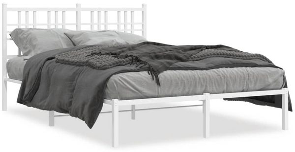 Doppelbett, Bettgestell Modernen mit Kopfteil Metall Weiß 140x190 cm d695e