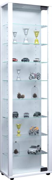 Vitrinenschrank Glas Sammler Vitrine LED Standvitrine Wohnzimmer Schrank weiß