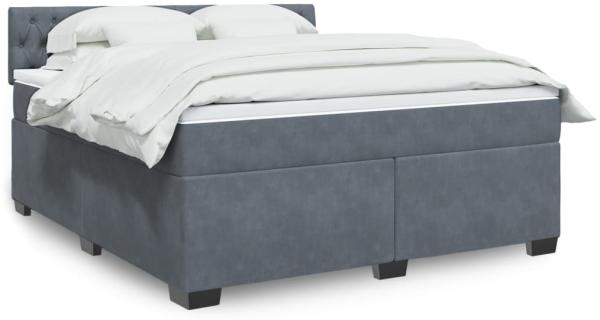 vidaXL Boxspringbett mit Matratze Dunkelgrau 180x200 cm Samt 3286385