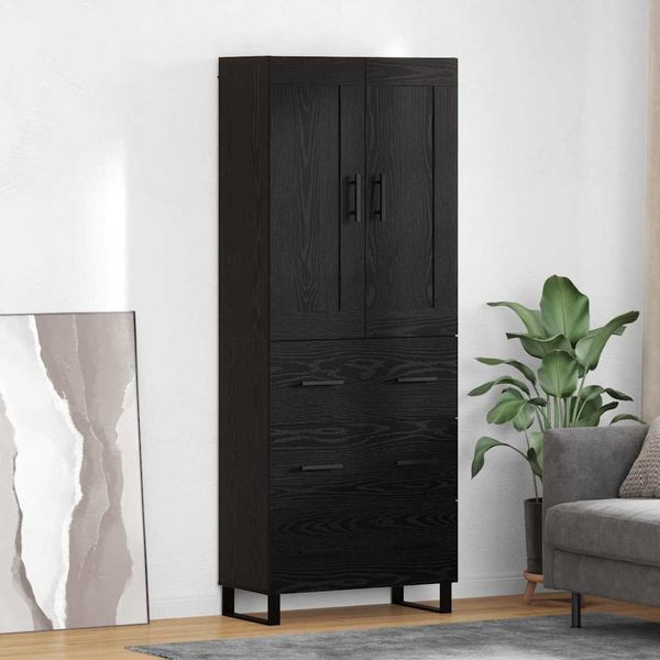 vidaXL Highboard Schwarz Eichen-Optik 69,5 x 34 x 180 cm Holzwerkstoff 3416175