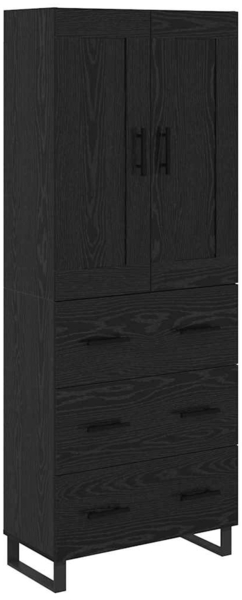 vidaXL Highboard Schwarz Eichen-Optik 69,5 x 34 x 180 cm Holzwerkstoff 3416175