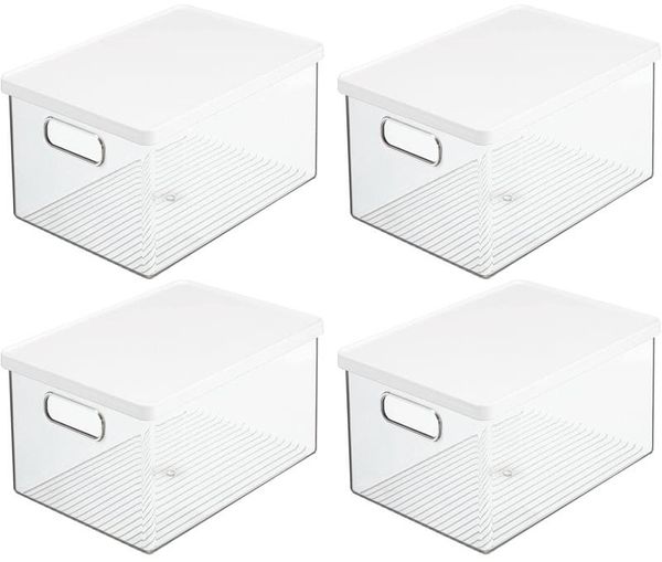 Aufbewahrungsbox Organizer Box mit Deckel mDesign stapelbar 4er Set Transparent