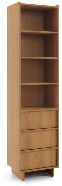 MOEBLO Regal LILIE R50, Regal R50 LILIE in Eiche Caramel – modernes, hohes Standregal & Bücherregal mit offenen Fächern und 3 Schubladen im platzsparenden Design, Bücherregal für das Büro Bücherregal für Dokumente Wohnbereich Wohnzimmer, (BxHxT): 50 x ...