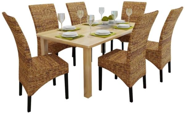 vidaXL Esszimmerstühle 6 Stk. Abaca und Mango Massivholz [274201]