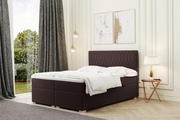 Boxspringbett Schlafzimmerbett DUSTY 160x200cm in Stoff Riviera Dunkelbraun