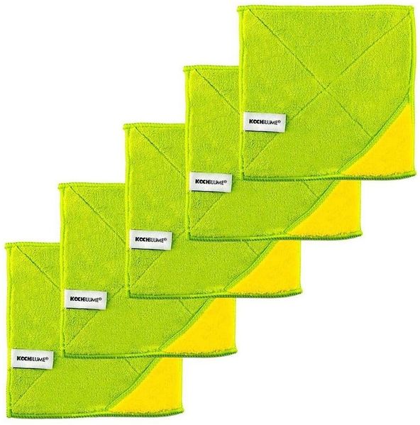 Kochblume Geschirrtuch Microfasertuch 18 x 18 cm, (Spar-Set, 5-tlg), 800g/m² Qualtität