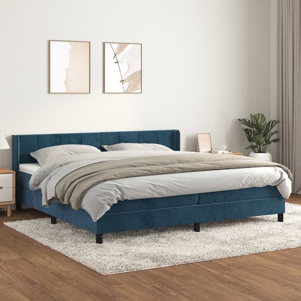 vidaXL Boxspringbett mit Matratze Dunkelblau 200x200 cm Samt 3130983