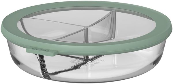 Mepal - Glas Bento Schüssel Cirqula - Meal Prep Gläser - Hitzebeständig bis 550°C, ohne Deckel - Geeignet für Backofen, Mikrowelle, Gefrierschrank und Spülmaschine - 250+250+500 ml - Nordic sage