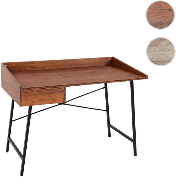 Schreibtisch HWC-J97, Bürotisch Computertisch, Schublade 3D-Struktur 98x114x60cm MVG-zertifiziert ~ braun Bild 10