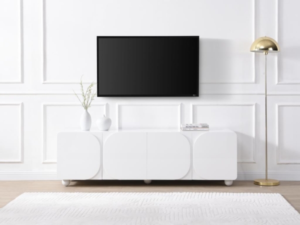 Vente-unique - TV-Möbel mit 4 Türen - MDF - Weiß - YELDINIA