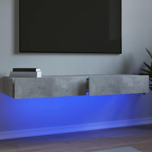 vidaXL TV-Schränke mit LED-Leuchten 2 Stk. Betongrau 60x35x15,5 cm 842893