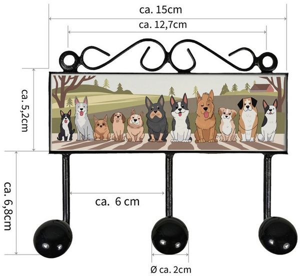 speecheese Garderobenleiste Hunde Kleiderhaken Leiste mit 3 Haken für Hundeliebhaber