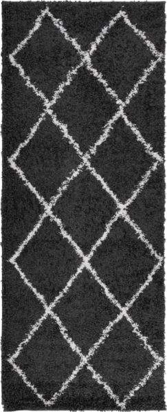 vidaXL Shaggy-Teppich PAMPLONA Hochflor Modern Schwarz Creme 80x200 cm 375406