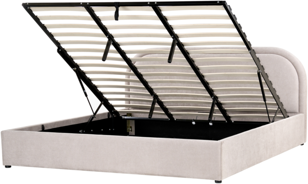 Bett mit Stauraum Chenillegewebe QUILLIEN 180 x 200 cm Beige