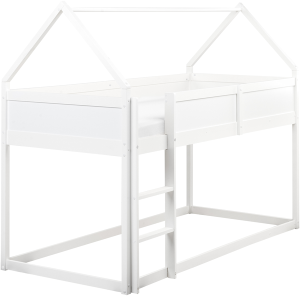 Halbhochbett Haus Kiefernholz DIENNE 90 x 200 cm Weiß
