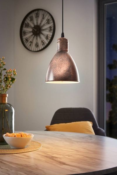Eglo 49492 Hängeleuchte PRIDDY 1 Stahl kupferfarben-antik E27 1X40W H:110cm Ø15,5cm dimmbar