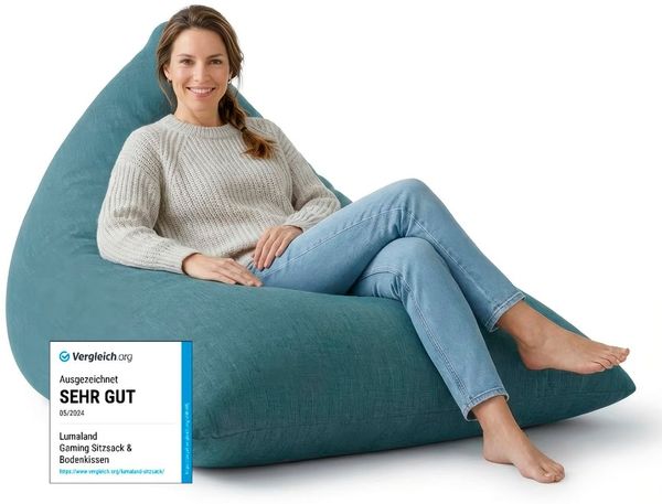 Lumaland 'Interior Line' Sitzsack, Dreieckig, Aqua, 150 x 100 x 100 cm, 370 l Bild 4